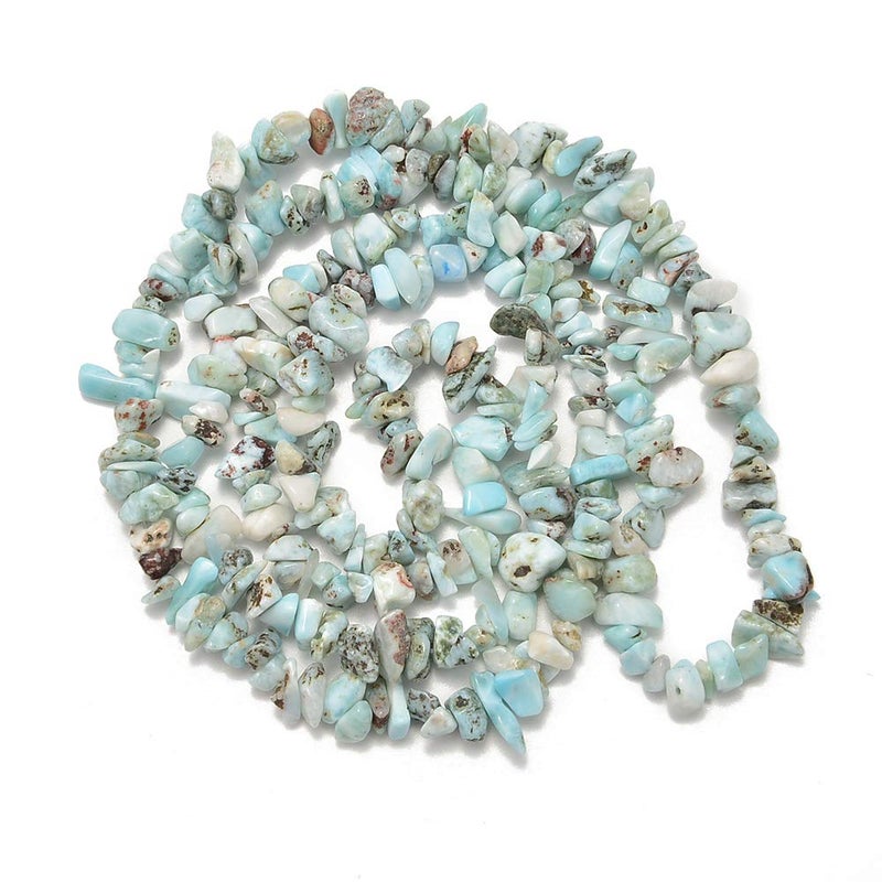 PLTbeads 5-8mm Natral Healing Gemstone Waist Bracelets Necklace Kit Irregular Stone DIY Crafts Design Jewelry Making 1 Strand per Bag Approxi 34 inch (Larimar Chips) - Image 3